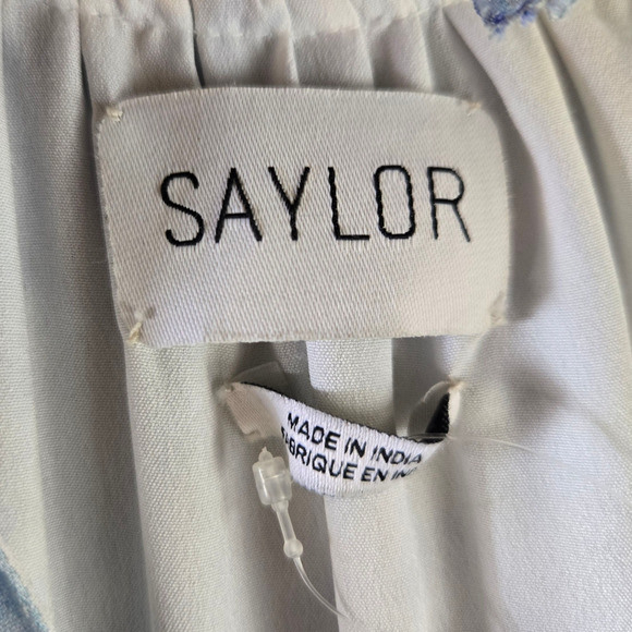 Saylor Blue Marble Print Halter Maxi Dress Sleeveless Tassel Belt Size Small - Picture 6 of 10